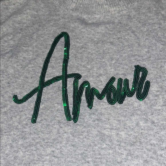 a new day Gray Sweater with Green 'Amour' Design - Picture 4 of 5
